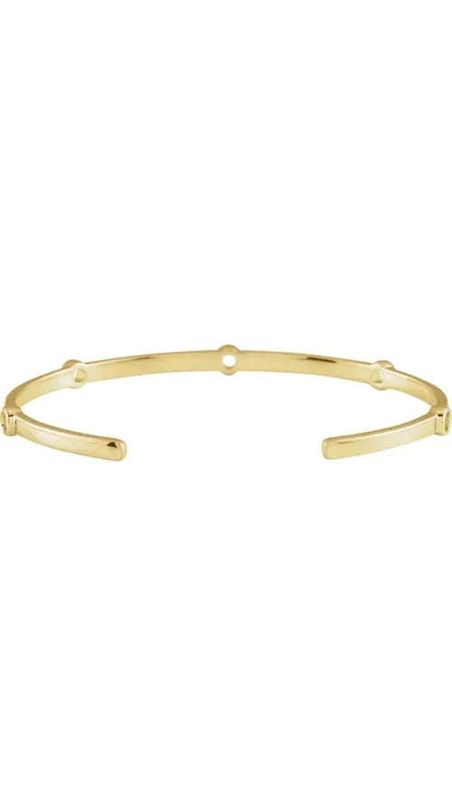 14K Yellow 5-Stone Family Cuff Bracelet