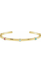14K Yellow 5-Stone Family Cuff Bracelet