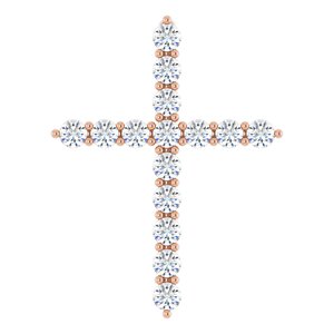 14K Rose 1/2 CTW Natural Diamond Cross Pendant