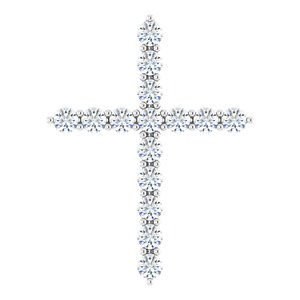 14K White 1/2 CTW Lab-Grown Diamond Cross Pendant