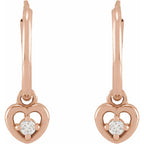 14K Rose .06 CTW Natural Diamond Heart Hoop Earrings