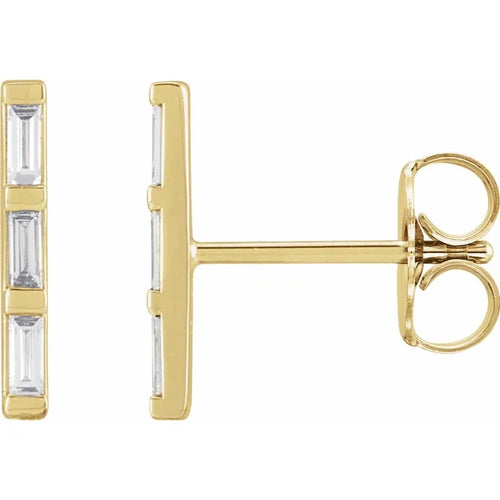 14K Yellow 1/8 CTW Natural Diamond Bar Earrings
