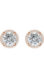 14K Rose 1/2 CTW Natural Diamond Halo-Style Earrings