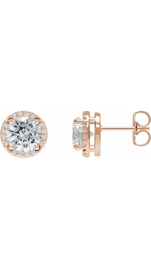 14K Rose 1/2 CTW Natural Diamond Halo-Style Earrings