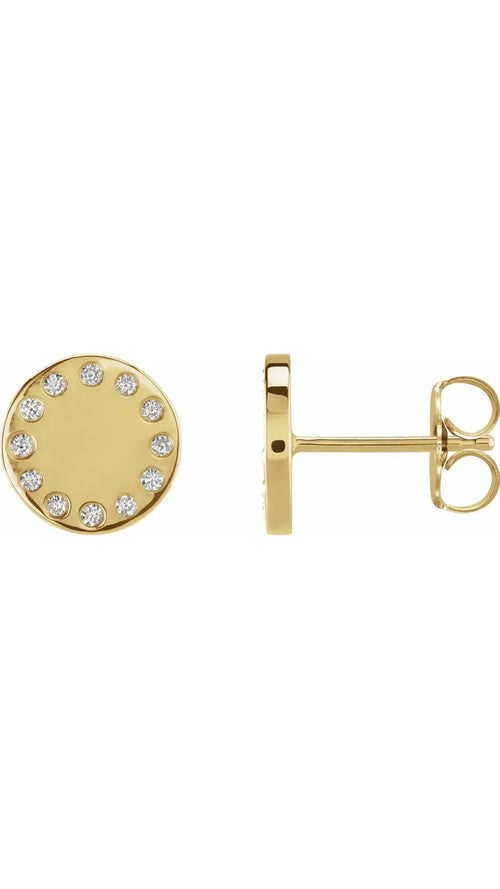 14K Yellow .05 CTW Natural Diamond Full Moon Phase Earring