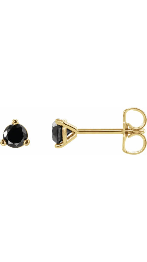 14K Yellow 1/8 CTW Natural Black Diamond Earrings