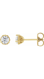 14K Yellow 3/8 CTW Natural Diamond Vintage-Inspired Earrings
