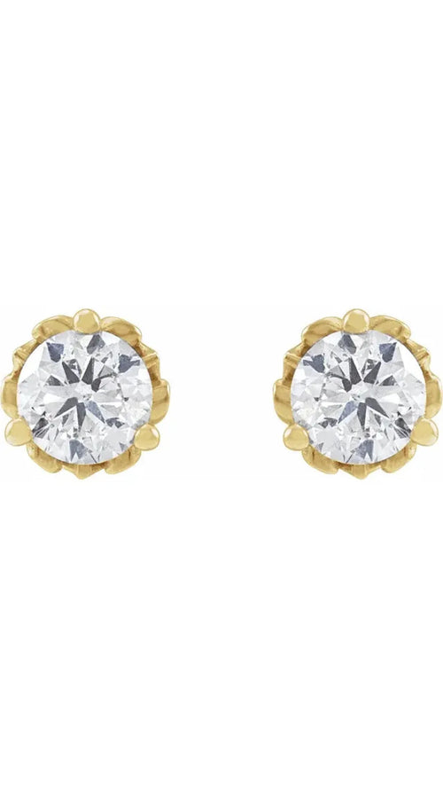 14K Yellow 3/8 CTW Natural Diamond Vintage-Inspired Earrings