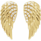 14K Yellow .07 CTW Natural Diamond Angel Wing Earrings
