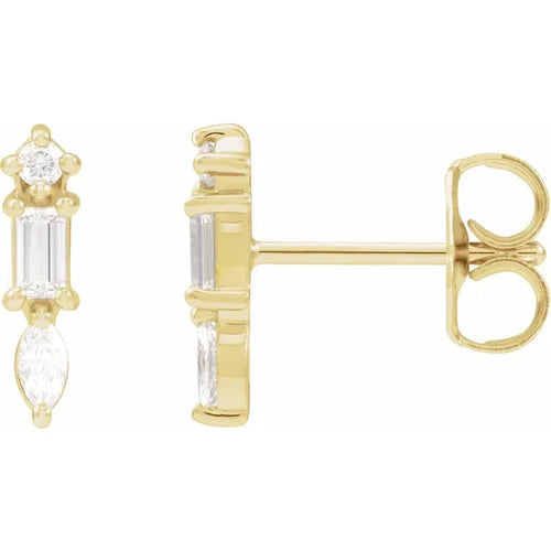 14K Yellow 1/6 CTW Natural Diamond Bar Earrings