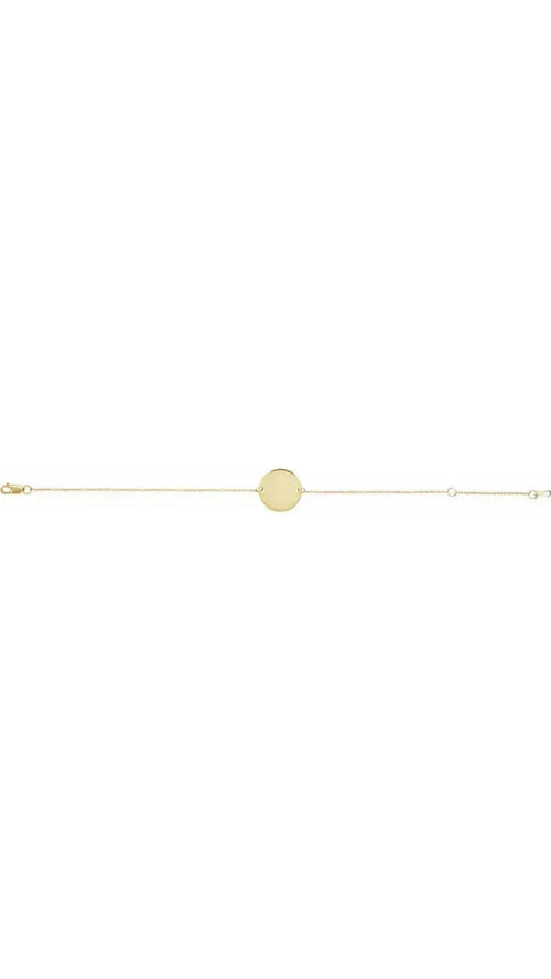 14K Yellow Engravable Adjustable Disc Bracelet