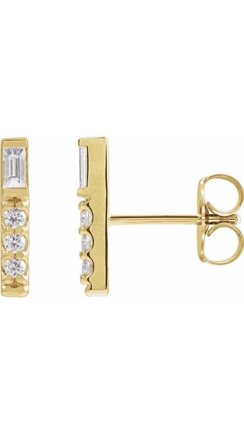 14K Yellow 1/5 CTW Natural Diamond Bar Earrings