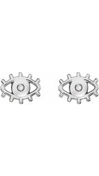 14K White .015 CTW Natural Diamond Evil Eye Earrings