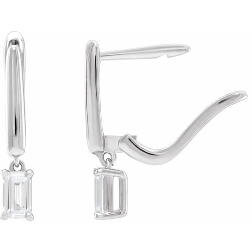 14K White 3/4 CTW Lab-Grown Diamond Lever Back Earrings