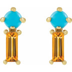 14K Yellow Natural Turquoise & Natural Citrine Earrings