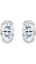 14K White 6x4 mm Lab-Grown Moissanite Stud Earrings