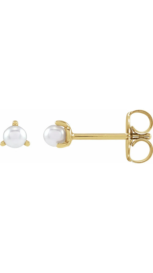 14K Yellow 2.5 mm Cultured White Seed Pearl Earrings