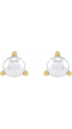14K Yellow 2.5 mm Cultured White Seed Pearl Earrings