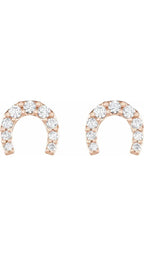 14K Rose 1/6 CTW Natural Diamond Horseshoe Earrings