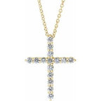 14K Yellow 3/4 CTW Natural Diamond Cross 16-18" Necklace