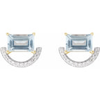 Rhodium-Plated 14K Yellow Natural Sky Blue Topaz & 3/4 CTW Natural Diamond Earrings