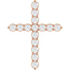 14K Rose 3/4 CTW Natural Diamond Cross Pendant
