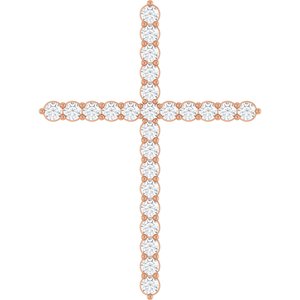 14K Rose 1 CTW Natural Diamond Cross Pendant