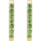 14K Yellow Natural Tsavorite Garnet 14 mm Hoop Earrings