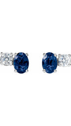 14K White Lab-Grown Blue Sapphire & 1/2 CTW Lab-Grown Diamond Earrings