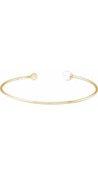 14K Yellow Cultured White Freshwater Pearl & .03 CT Natural Diamond Cuff Bracelet