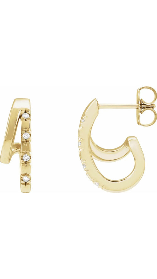 14K Yellow .05 CTW Natural Diamond Hoop Earrings