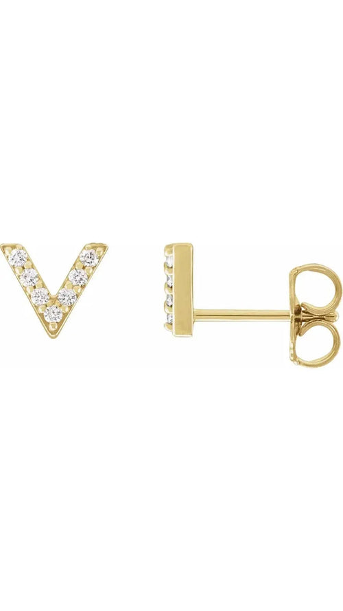 14K Yellow 1/10 CTW Natural Diamond V Earrings
