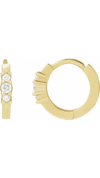 14K Yellow 1/8 CTW Natural Diamond Hinged Hoop Earrings