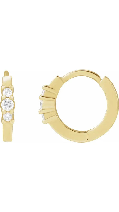 14K Yellow 1/8 CTW Natural Diamond Hinged Hoop Earrings