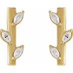 14K Yellow 1/10 CTW Natural Diamond Floral Bar Earrings