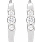 14K White 1/8 CTW Natural Diamond Hinged Hoop Earrings