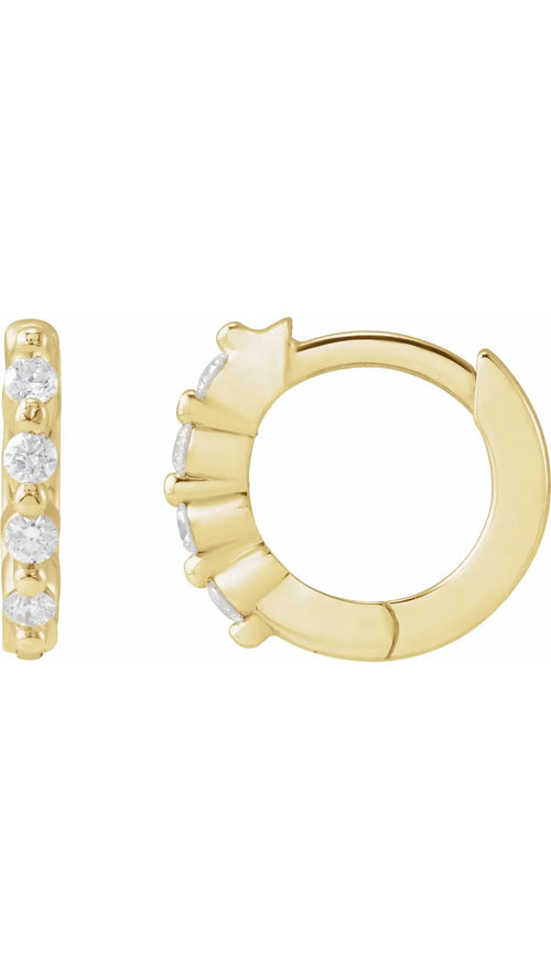 14K Yellow 1/10 CTW Natural Diamond 10.74 mm Hinged Hoop Earrings