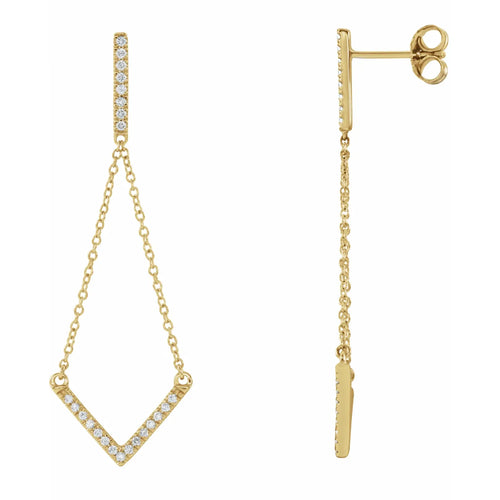 14K Yellow 1/4 CTW Natural Diamond Chain Earrings