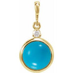 14K Yellow 6 mm Natural Turquoise & .03 CT Natural Diamond Pendant