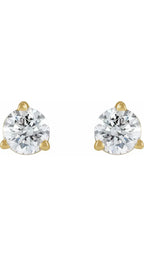 14K Yellow 1/5 CT Natural Diamond Press Fit Back Stud Earring