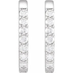 14K White 1/6 CTW Natural Diamond 15 mm Hoop Earrings