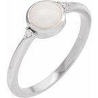 Sterling Silver Natural White Opal & .03 CTW Natural Diamond Ring