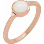 14K Rose Natural White Opal & .03 CTW Natural Diamond Ring