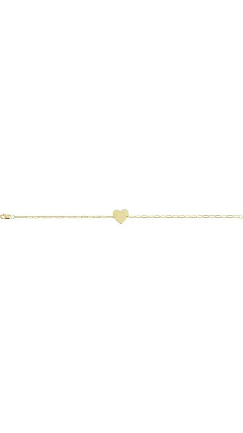 14K Yellow Engravable Heart Bracelet