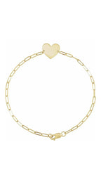 14K Yellow Engravable Heart Bracelet