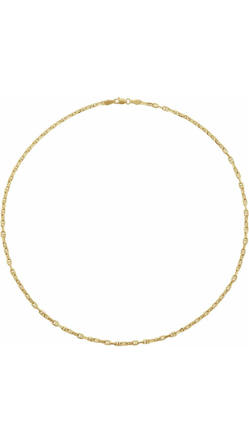 14K Yellow 2.6 mm Diamond-Cut Anchor 18" Chain