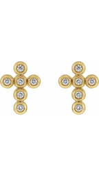 14K Yellow .08 CTW Natural Diamond Cross Earrings