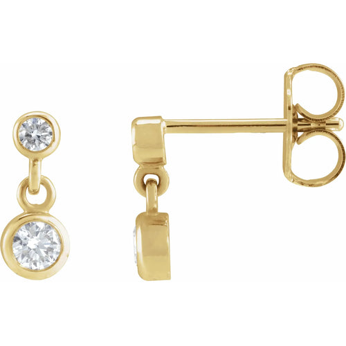 14K Yellow 1/4 CTW Natural Diamond Two-Stone Earrings