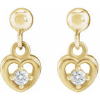14K Yellow .06 CTW Natural Diamond Heart Earrings