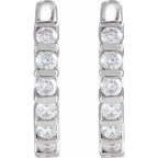 14K White 1/3 CTW Natural Diamond 15 mm Hinged Hoop Earrings